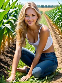 Kirsty 39 s petite frame highlights her buxom breasts under wet white tank top on sunny farm day